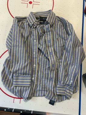 Ralph Lauren Blue and Yellow Striped Button-Down Shirt